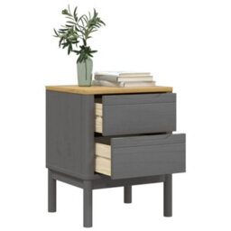 Berkfield Bedside Cabinet Floro Grey 45X39X57 Cm Solid Wood Pine - thumbnail 4