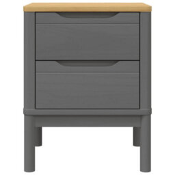 Berkfield Bedside Cabinet Floro Grey 45X39X57 Cm Solid Wood Pine - thumbnail 5