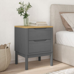 Berkfield Bedside Cabinet Floro Grey 45X39X57 Cm Solid Wood Pine - thumbnail 3
