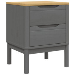 Berkfield Bedside Cabinet Floro Grey 45X39X57 Cm Solid Wood Pine - thumbnail 2