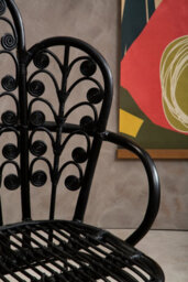 Orsina Black Natural Rattan Scalloped Back Chair, High Back Rattan Lounge Chair, Outdoor Rattan Chair For Garden - thumbnail 4