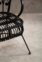 Orsina Black Natural Rattan Scalloped Back Chair, High Back Rattan Lounge Chair, Outdoor Rattan Chair For Garden - thumbnail 3
