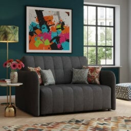 Viva Grand Ii Upholstered Living Room Sofa Bed With Wooden Legs Wave Spring Frame Bedding Storage 85X125X98Cm Graphite - thumbnail 2