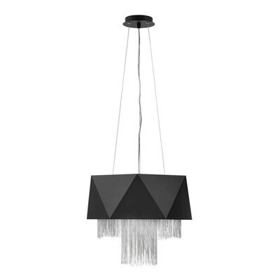 Elegant 6-Bulb Satin Black And Silver Ceiling Pendant Light With E27 Led Bulbs