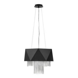 Elegant 6-Bulb Satin Black And Silver Ceiling Pendant Light With E27 Led Bulbs