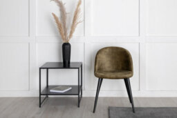 Set Of 2 Green Velvet Dining Chairs With Black Metal Legs , Dusty Green Velvet 2 Pack - thumbnail 1