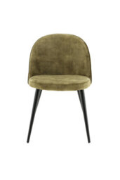Set Of 2 Green Velvet Dining Chairs With Black Metal Legs , Dusty Green Velvet 2 Pack - thumbnail 2