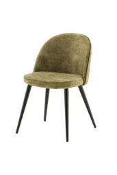 Set Of 2 Green Velvet Dining Chairs With Black Metal Legs , Dusty Green Velvet 2 Pack - thumbnail 3