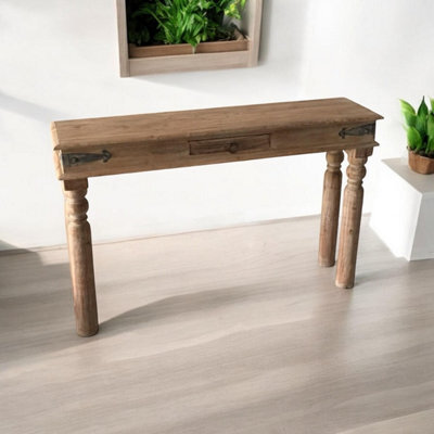 120Cm Wooden Console Table With Black Decorative Hinges - image 1