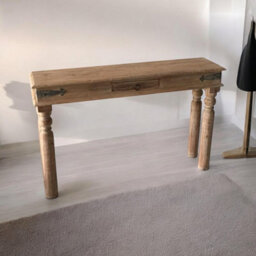 120Cm Wooden Console Table With Black Decorative Hinges - thumbnail 2