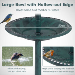Costway Garden Solar Lighted Bird Bath Pedestal Bird Feeder W/ Flower Planter Base - thumbnail 4