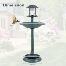 Costway Garden Solar Lighted Bird Bath Pedestal Bird Feeder W/ Flower Planter Base - thumbnail 2