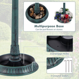Costway Garden Solar Lighted Bird Bath Pedestal Bird Feeder W/ Flower Planter Base - thumbnail 6