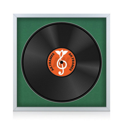 "16X16"" Silver Sleek Vinyl Record Frame With Emerald Mount For 12 Inch Lp Disc - Ak Frames" - image 1