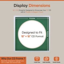 "16X16"" Silver Sleek Vinyl Record Frame With Emerald Mount For 12 Inch Lp Disc - Ak Frames" - thumbnail 2