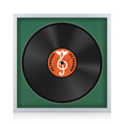 "16X16"" Silver Sleek Vinyl Record Frame With Emerald Mount For 12 Inch Lp Disc - Ak Frames"