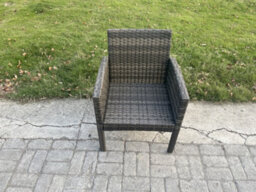 Fimous High Back Rattan Outdoor Garden Furniture Arm Chair Patio With Thick Seat Cushion - thumbnail 4