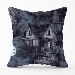 Warren Reed Designer Spooky Shadowy Haunted House Outdoor Cushion 45Cm X 45Cm - thumbnail 1