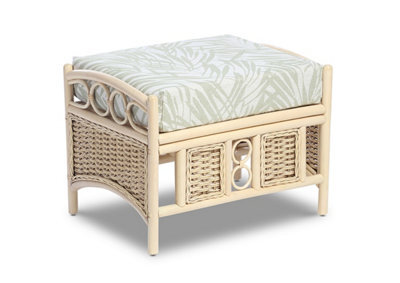 Desser Chelsea Natural Wash Rattan Footstool Real Cane Indoor Cushioned Footrest With Uk Sewn Cushion Tropical - image 1