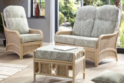 Desser Chelsea Natural Wash Rattan Footstool Real Cane Indoor Cushioned Footrest With Uk Sewn Cushion Tropical - thumbnail 2