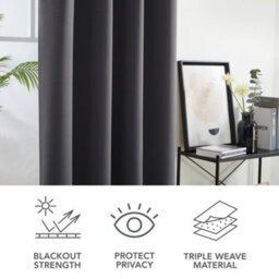 Deconovo Thermal Insulated Blackout Curtains Energy Saving Curtains Eyelet Blackout Curtains 52 X 95 Inch Dark Grey 2 Panels - thumbnail 6