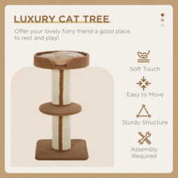 Pawhut 91Cm Scratching Posts Cat Tree Activity Centre For Indoor Cats Brown - thumbnail 4