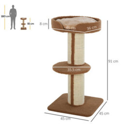 Pawhut 91Cm Scratching Posts Cat Tree Activity Centre For Indoor Cats Brown - thumbnail 3