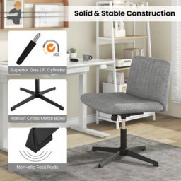 Costway Criss Cross Legged Chair Home Office Chair W/ Wide Padded Seat - thumbnail 6