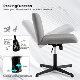 Costway Criss Cross Legged Chair Home Office Chair W/ Wide Padded Seat - thumbnail 5