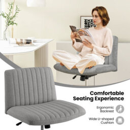 Costway Criss Cross Legged Chair Home Office Chair W/ Wide Padded Seat - thumbnail 3