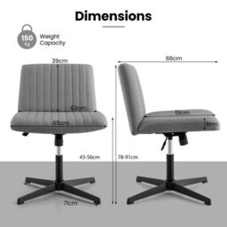 Costway Criss Cross Legged Chair Home Office Chair W/ Wide Padded Seat - thumbnail 2