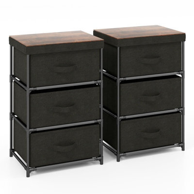 Gainoom 3-Tier Fabric Dresser Fabric Nightstand Home Organizer Unit W/3 Drawers Black - image 1