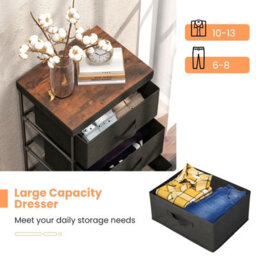 Gainoom 3-Tier Fabric Dresser Fabric Nightstand Home Organizer Unit W/3 Drawers Black - thumbnail 6