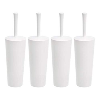 Basics Toilet Bowl Brushes And Holder Set With No-Slip Grip Heavy Duty Bristles, Pack Of 4, White