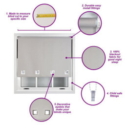 Furnished Made To Measure Blackout Roller Blinds With Big Square Eyelets - Pink Blind (W)60Cm (L)165Cm - thumbnail 8