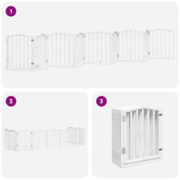 Walplus White Dog Gate With Door Foldable 9 Panels 450 Cm Poplar Wood - thumbnail 6