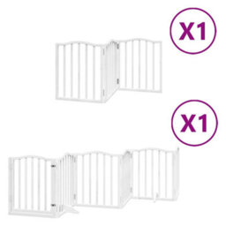 Walplus White Dog Gate With Door Foldable 9 Panels 450 Cm Poplar Wood - thumbnail 2