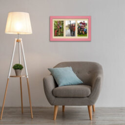 AK Frames 40X20Cm Pastel Pink Modern Multi Photo Frame With Ivory Mount - Holds 3 Apertures (3X) 6X4 Photos - thumbnail 3