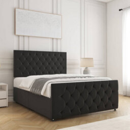 Bsspoke Maya Divan Bed Black Plush Velvet 24Inch Headboard & 20Inch Footboard No Mattress No Drawers In 3Ft 4Ft 4Ft6 5Ft 6Ft - thumbnail 3