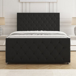 Bsspoke Maya Divan Bed Black Plush Velvet 24Inch Headboard & 20Inch Footboard No Mattress No Drawers In 3Ft 4Ft 4Ft6 5Ft 6Ft - thumbnail 2