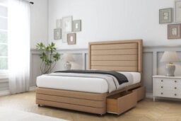 "Sloomy Ashford Latte Dumfries Divan Bed Base 4 Drawers-54"" Floor Standing Headboard  12"" Footboard 4'6 Double" - thumbnail 4