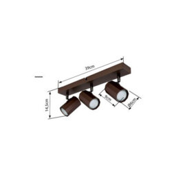 Luminosa Lighting Luminosa James Ceiling Spotlight Bar Bronze Colored Matt 3X Gu10 - thumbnail 7