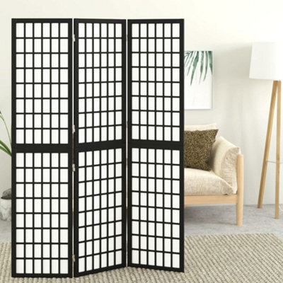 Berkfield Folding 3-Panel Room Divider Japanese Style 120X170 Cm Black - image 1
