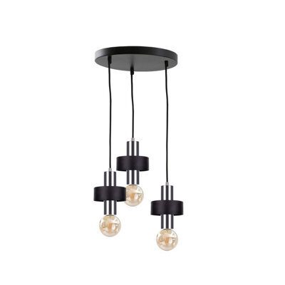 Luminosa Lighting Luminosa Unica Cluster Pendant Ceiling Light Black, Silver, 35Cm, 3X E27