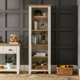 The Furniture Market Cheshire Cream Tall Narrow Alcove Bookcase With 4 Adjustable Shelves