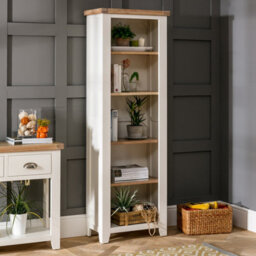The Furniture Market Cheshire Cream Tall Narrow Alcove Bookcase With 4 Adjustable Shelves - thumbnail 2