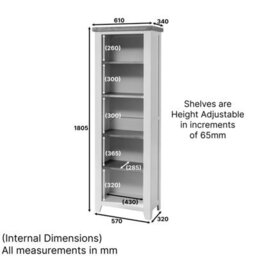 The Furniture Market Cheshire Cream Tall Narrow Alcove Bookcase With 4 Adjustable Shelves - thumbnail 8