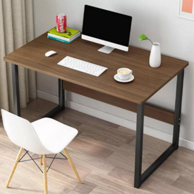80Cm Rustic Brown Computer Desk With Black Metal Frame - Ideal For Home Office, Study & Gaming - image 1