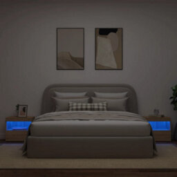 Vidaxl Bedside Cabinets With Led Lights 2 Pcs Sonoma Oak 50X40X45 Cm - thumbnail 4