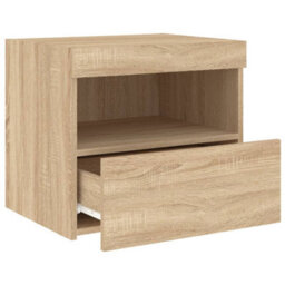 Vidaxl Bedside Cabinets With Led Lights 2 Pcs Sonoma Oak 50X40X45 Cm - thumbnail 8